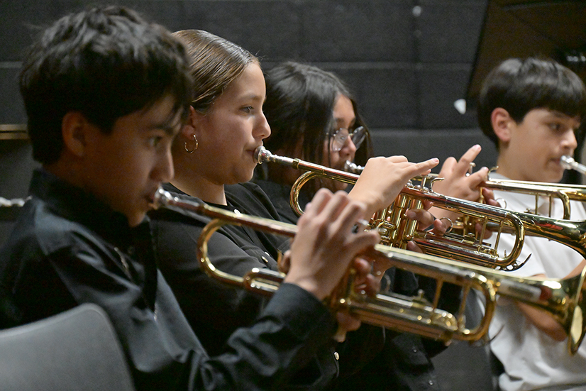 Students play trumpet
